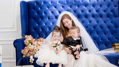 Elly Trần bất ngờ tung ảnh váy cưới chụp cùng hai con nhân ngày 8/3 